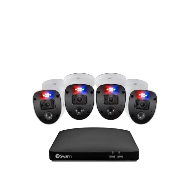 image of Swann Enforcer 4 Camera 8 Channel DVR Security System Full HD 1080p Smart Home Security Camera - White