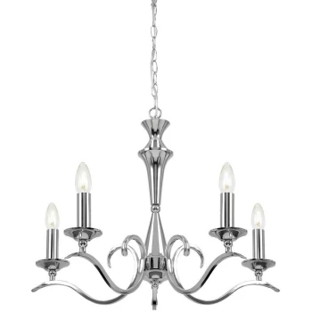 Image of Endon Collection Lighting - Endon Kora - 5 Light Multi Arm Ceiling Pendant Candle Chrome, E14