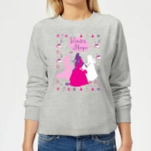 image of Disney Princess Silhouettes Womens Christmas Sweatshirt - Grey - 3XL