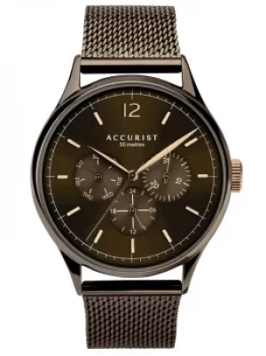 Image of Accurist Mens Contemporary Brown Day Date Chronograph Dial Mesh...