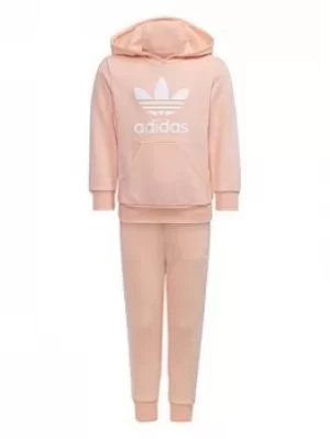 Image of Boys, adidas Originals Kids Unisex Hoody Set, Pink/White, Size 6-7 Years