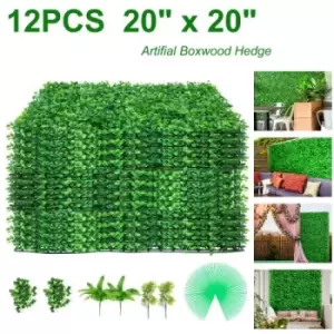 Image of VEVOR Artificial Boxwood Panel UV 20" X 20" Boxwood Hedge Wall Panels, Artificial Grass Backdrop Wall 4cm Green Grass Wall, Fake Hedge for Decor Priva