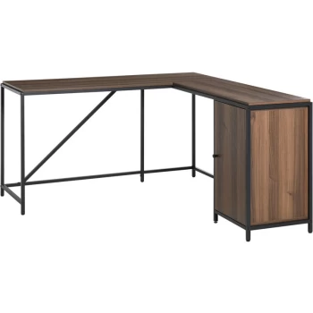 Image of Homcom - L-Shaped Computer Corner Desk w/ Cabinet Adjustable Shelf Home Office
