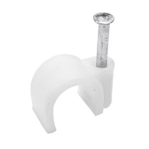 Image of BQ White 5mm Round Cable Clips Pack of 100