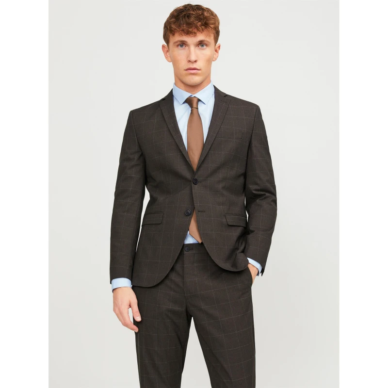 Image of Jack and Jones Checkered Blazer - Brown Brown XL