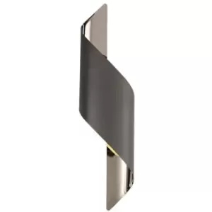 image of Luminosa Wall Lamp Large, 1 x 8W LED, 3000K, 640lm, Anthracite, Polished Chrome, 3yrs Warranty