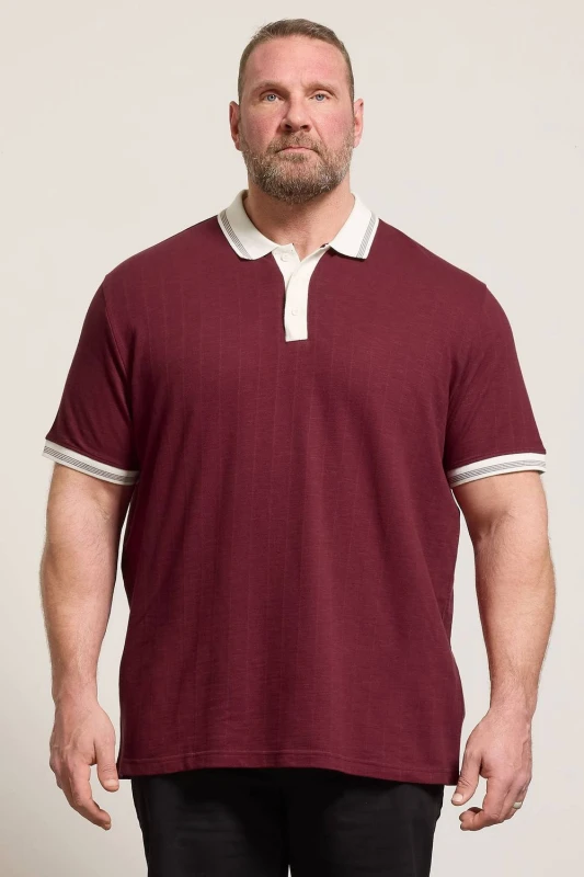 Image of BadRhino BadRhino Men Tipped Polo Shirt in Wine Size: 4X-Large Wine 4X-Large Male 5063589980502