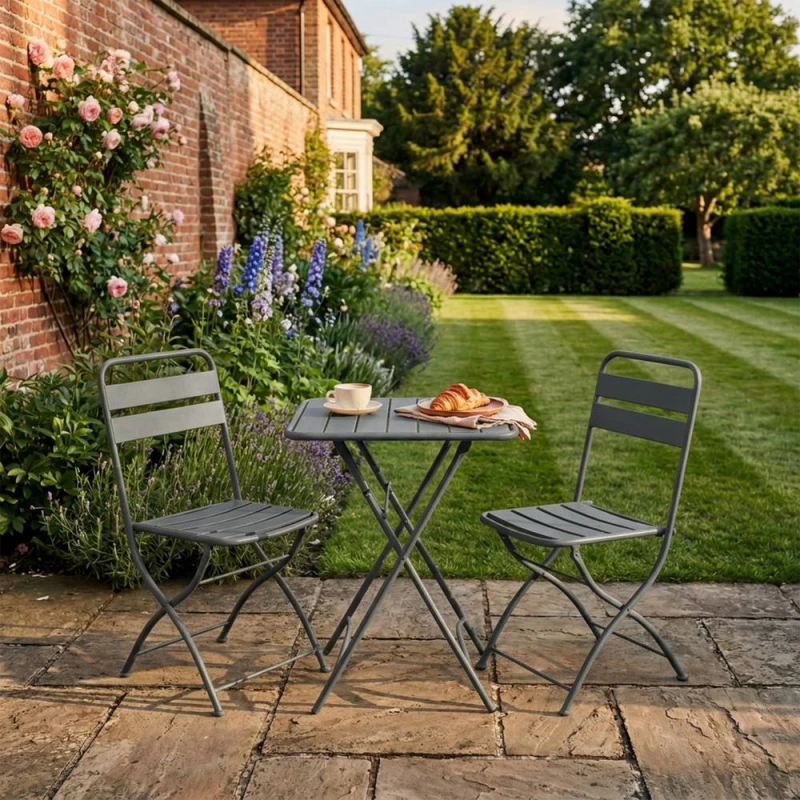 Image of Artemis Home Colourways Vibrant Folding Patio or Balcony Set in Black Unisex