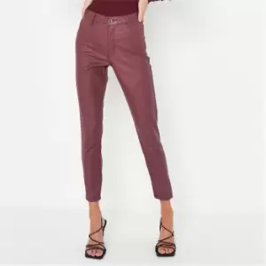 image of Missguided Petite Vice Coated Skinny Jeans - Red