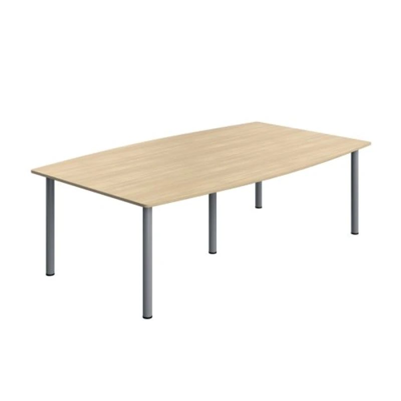 Image of Serrion Pole Leg Barrel Shaped Table 2400x1200x730mm Oak/Silver KF800263