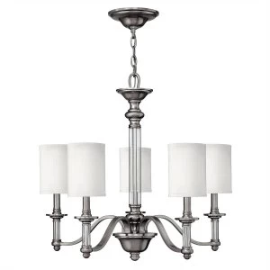 Image of 5 Light Multi Arm Chandelier Brushed Nickel Finish, E14
