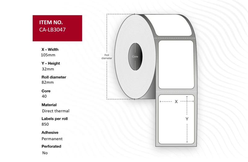 Image of Capture CA-LB3047 printer label White