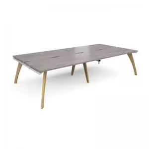 Image of Fuze double back to back desks 3200mm x 1600mm - white frame and grey