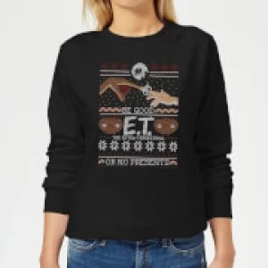 image of E.T. the Extra-Terrestrial Be Good or No Presents Womens Sweatshirt - Black