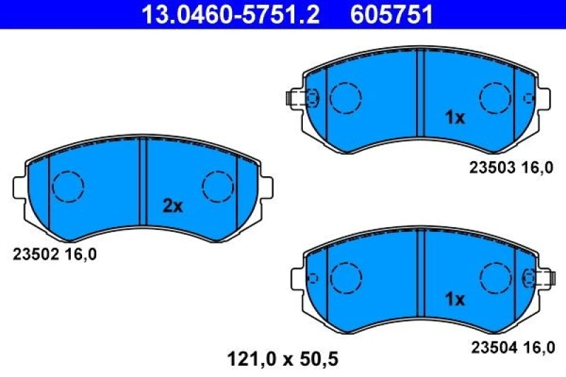 Image of ATE 13.0460-5751.2 Brake pad set with acoustic wear warning Brake Pad Set,disc brake (402)