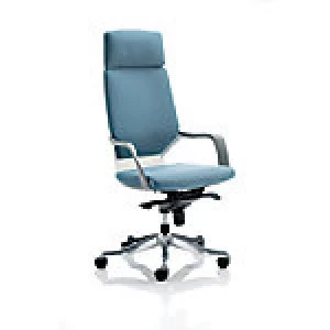 Image of Executive Chair Xenon White Shell High Back Blue Fabric With Headrest