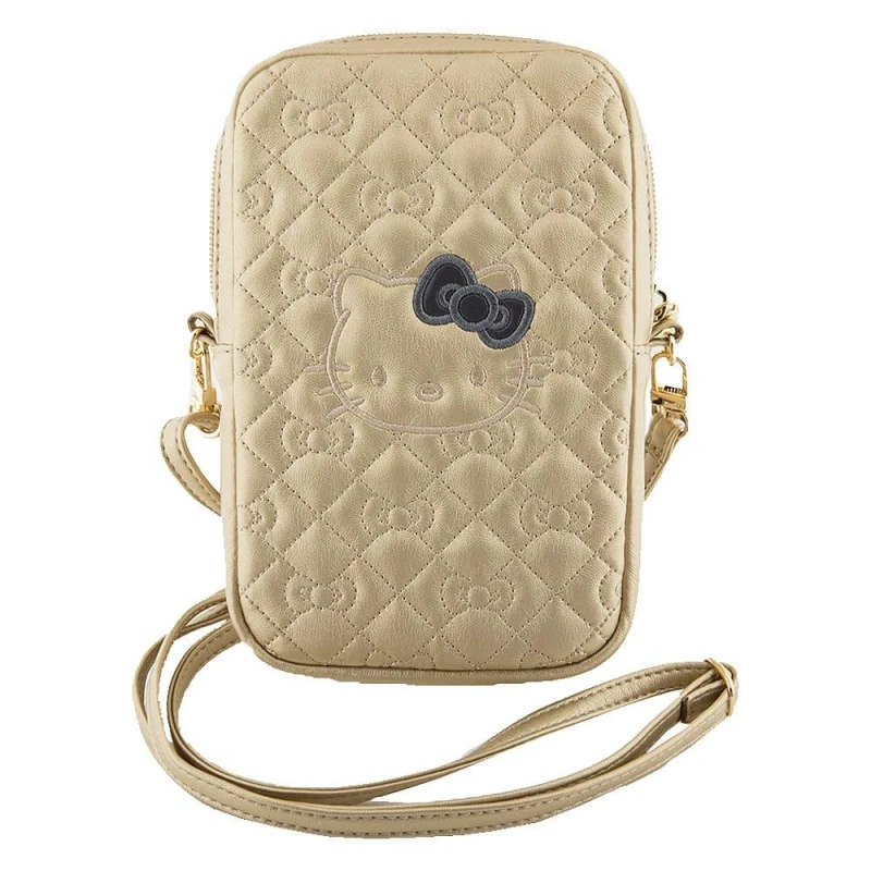 Image of Hello Kitty Quilted PU Leather Phone Bag Crossbody Gold - None None One Size