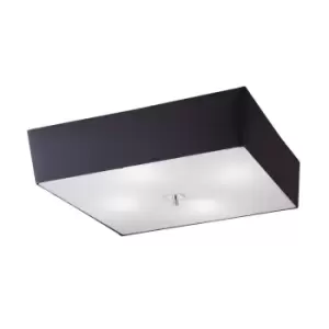 image of Akira Square Flush Ceiling 4 Light E27, Polished Chrome / Frosted Glass With Black Shade