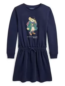 Image of Ralph Lauren Girls Bear Sweat Dress - French Navy, Size 3 Years, Women