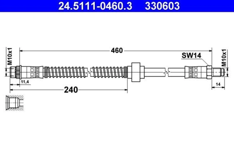 Image of ATE 24.5111-0460.3 Brake Hose Brake Hose (83)