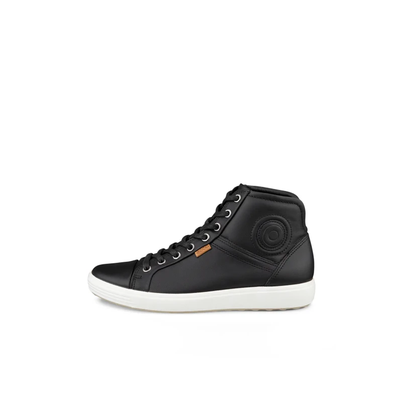 Image of Ecco Soft 7 Mid 430023 Leather Womens High Top Trainers - Black - Size:UK 2.5-3