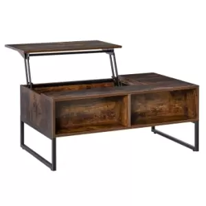 image of Homcom Extendable Lift Top Coffee Table With Hidden Storage Brown