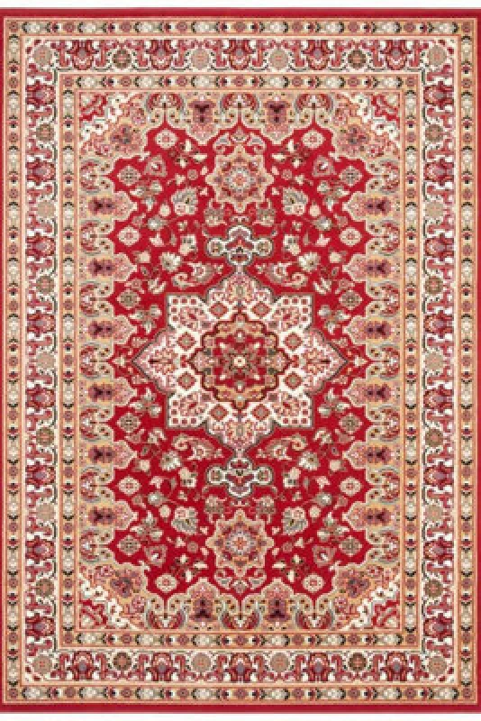 Image of The Rugs Design Oriental Parun Tabriz Rug - Vintage Polypropylene Carpet In Red