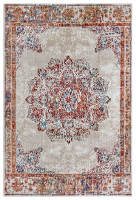 Image of The Rugs Orient Maderno Medallion Polypropylene Rug 0.8cm Pile Durable In Cream