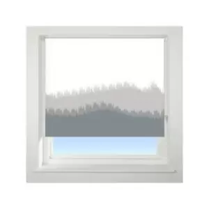 Image of Universal - Blur Border Patterned Thermal Blackout Roller Blind, Grey, W120cm