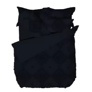 Image of Linen House Adalyn Aztec Duvet Cover Set (Double) (Indigo Blue)