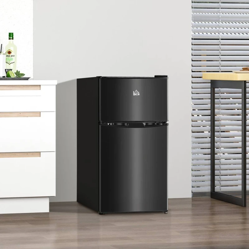 Image of HOMCOM 88L Small Fridge Freezer with 5-Setting Thermostat, Inner Light in Black Unisex