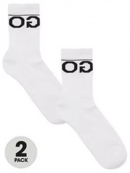 Image of Hugo Boss 2 Pack Logo Sports Socks White Size 39-42
