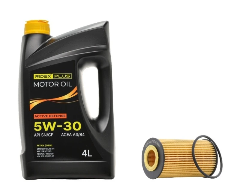 Image of RIDEX PLUS 100908O0037P Oil change kit (oil filter + engine oil) Oil change kit (oil filter + engine oil) (100908)