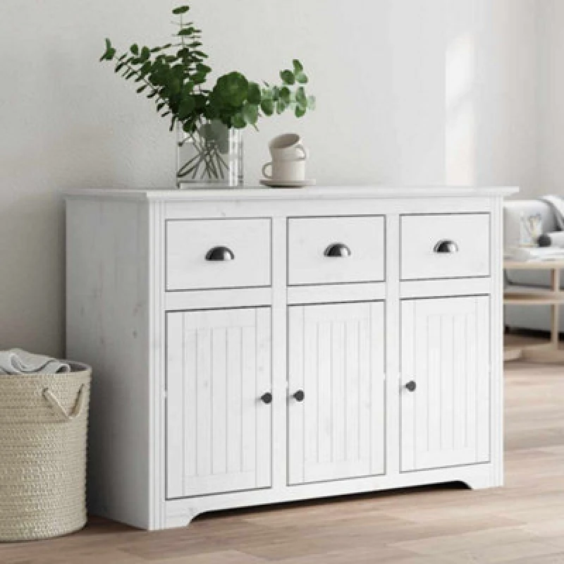 Image of Vidaxl Sideboard Bodo White 115X43X79.5cm Solid Wood Pine, White 355065