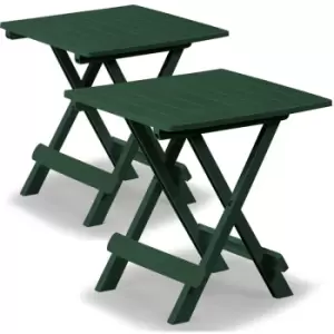 image of Folding Plastic Garden Side Table 45x43x50cm Green White Grey Weather Resistant 2x Green