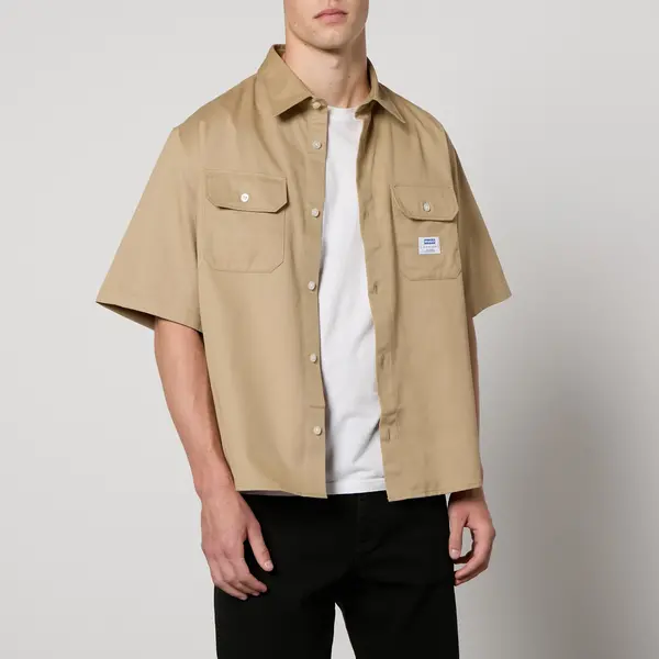 Image of HUGO Blue Ekyno Woven-Cotton Shirt - S Beige Shirts male 50517871-269 S