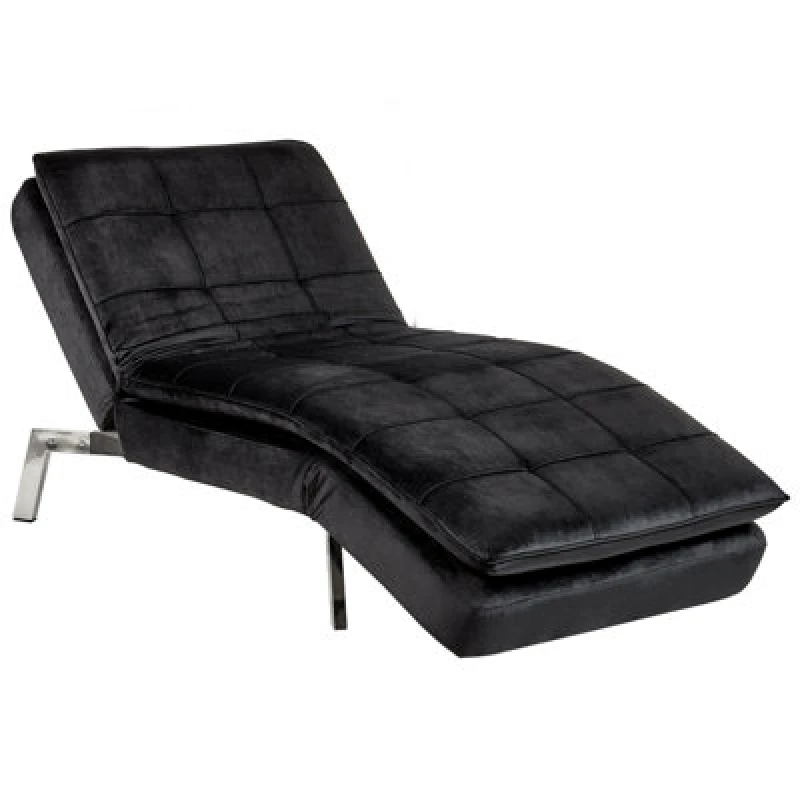 Image of Beliani Chaise Longue Loiret Velvet Black