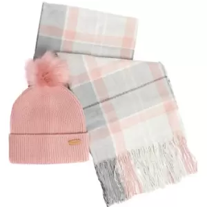 Image of Barbour Womens Beanie & Hailes Scarf Gift Set Pearl Grey One Size