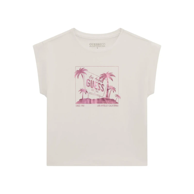 Image of Guess Girl's T-Shirt Guess Midi Blanc Female 16 ans J5GI28-K6YW4-G011