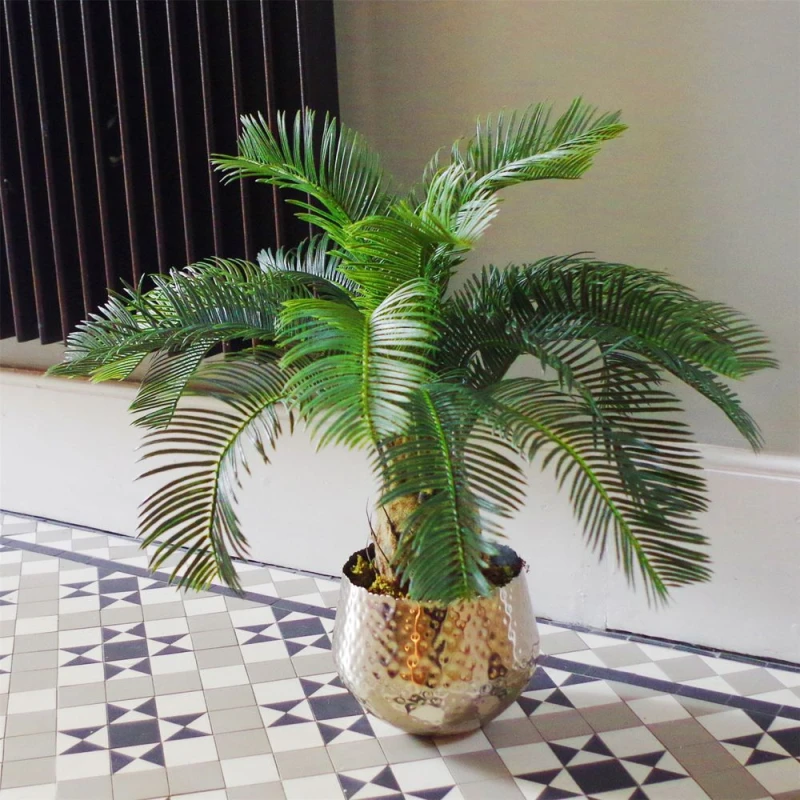 Image of Leaf Large Artificial Palm Tree 60cm Cycas Realistic Plant Leaf Design UK Botanik Green