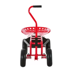 image of Outsunny Gardening Planting Rolling Cart W/Tool Tray-Red