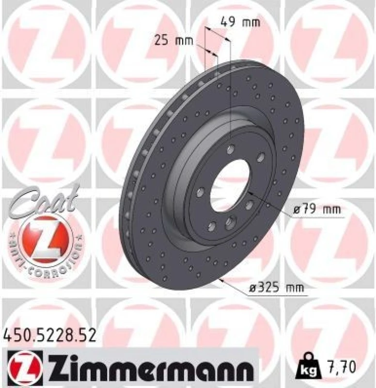 Image of ZIMMERMANN Brake disc ZIMMERMANN 450.5228.52