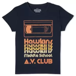 Image of Stranger Things Hawkins AV Club Womens T-Shirt - Navy - XXL