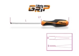 Image of Beta Tools 1264 Beta GRIP Slot/Flat Screwdriver for Headless Screws 6.5 x 150mm