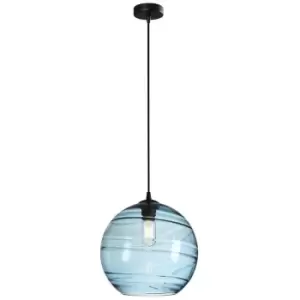 image of Schuller Geos Dome Pendant Ceiling Light Matt Black, Light Blue, E27