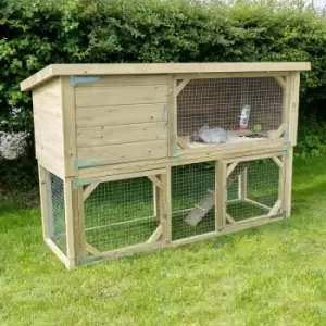 image of 6'4 x 2'5 Forest Hedgerow Wooden 2-Tier Rabbit Hutch (1.94m x 0.74m)