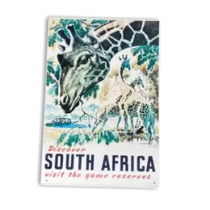 image of Retro Travel Advertising, Visit South Africa Vintage Metal Sign