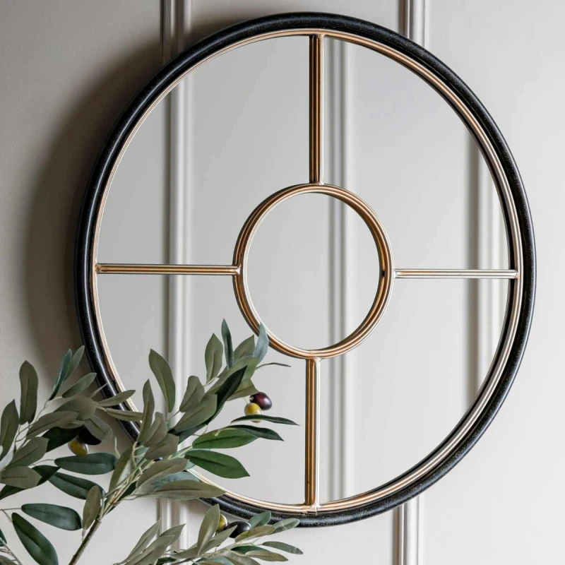 Image of Rath Gold Effect Round Wall Mirror Gold
