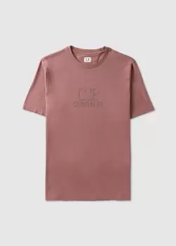 Image of C.P. Company Mens 30/1 Jersey Embossed Logo T-Shirt In Cedar Wood