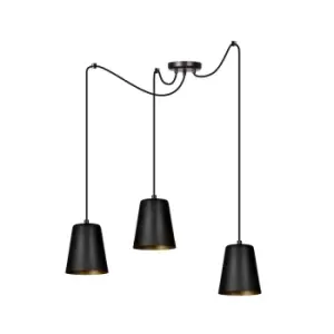 Image of Emibig Link Black/Gold Cluster Pendant Ceiling Light 3x E27